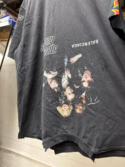 2022 Balenciaga Reconstructed ‘Speedhunters’ Black Upside Down Graphic T-Shirt