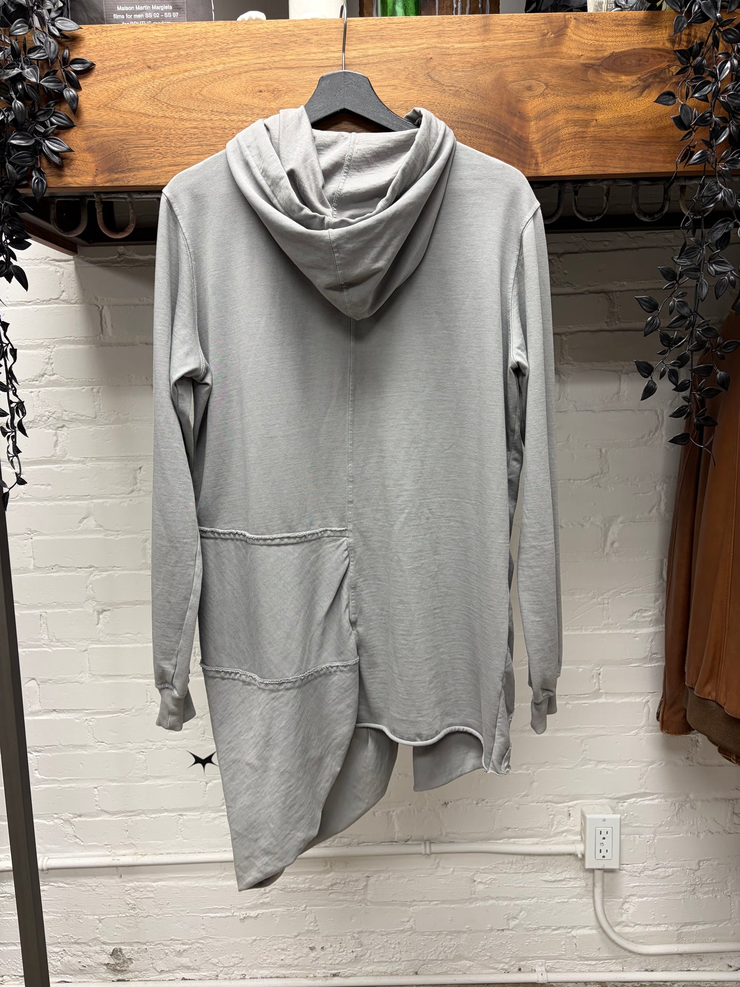 Rick Owens Stone ‘Mishaped’ Asymmetric Stone Drawstring Hoodie