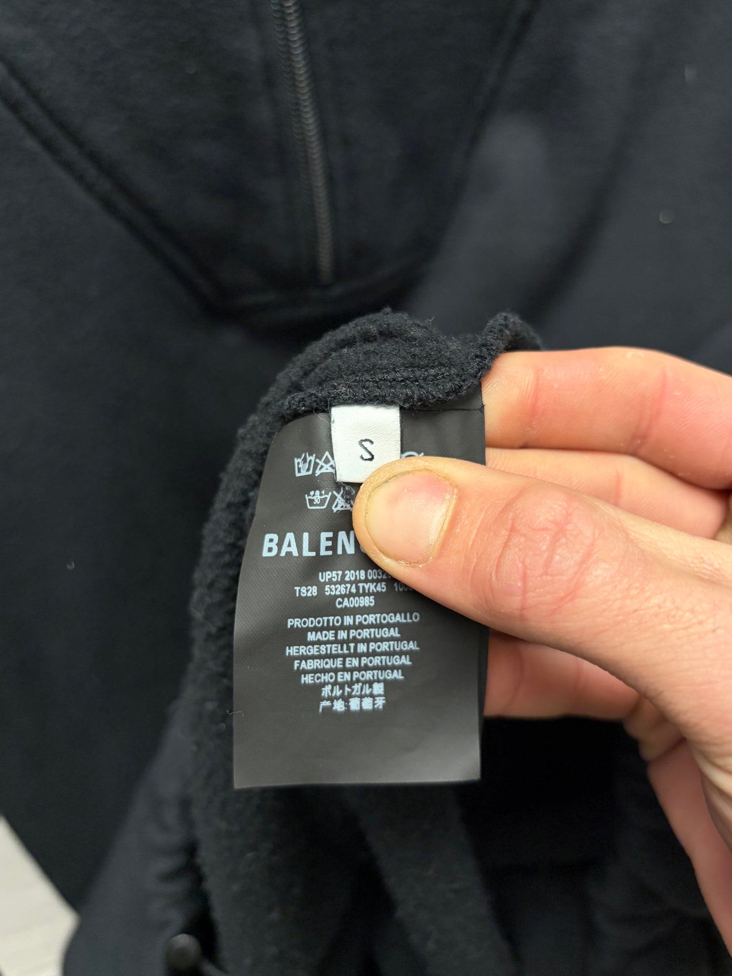 2018 Balenciaga ‘Funnel Neck’ Black Quarter Zip Sweatshirt
