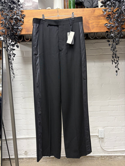 AW2018 Rick Owens ‘Sisyphus’ Tuxedo Striped Side Seam Black Wide Leg Trousers