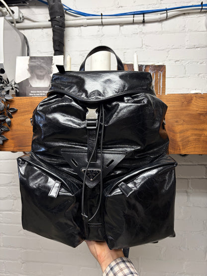 Prada ‘Softlooks’ Black Leather Full Size Backpack