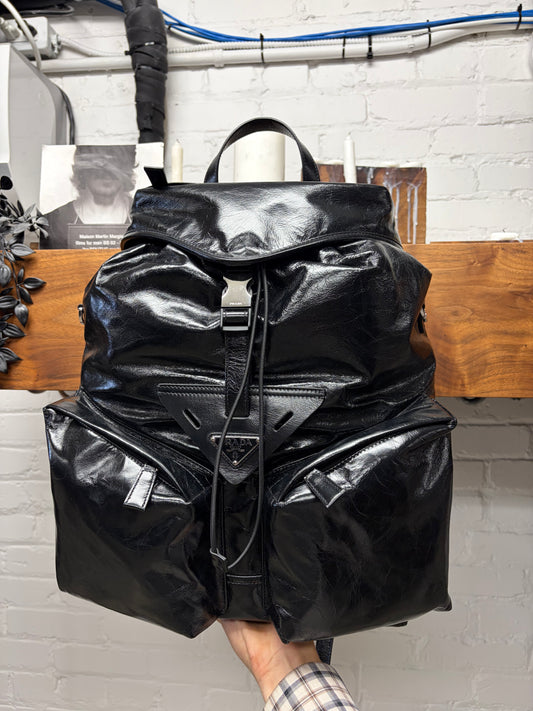 Prada ‘Softlooks’ Black Leather Full Size Backpack