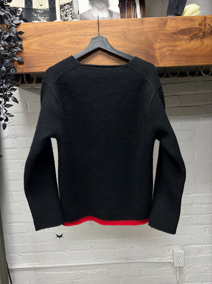 AW1999 Comme Des Garçons Homme ‘Red Hem’ Black Wool Knit Sweater