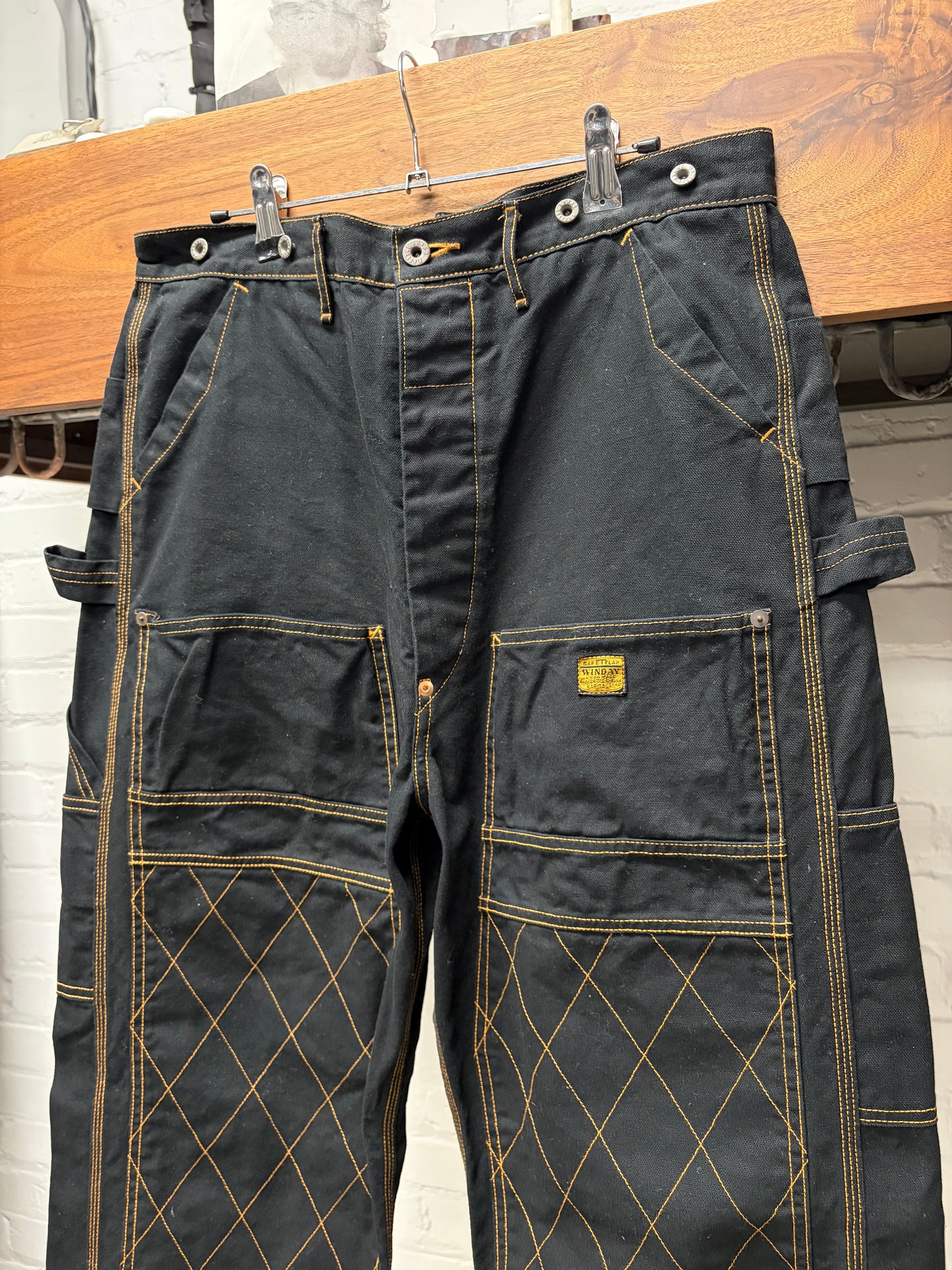 Kapital Light Canvas ‘Lumbar’ Black Double Knee Carpenter Pants
