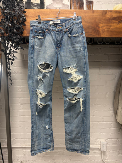 Junya Watanabe ‘Crash’ Distressed Blue Skinny Jeans