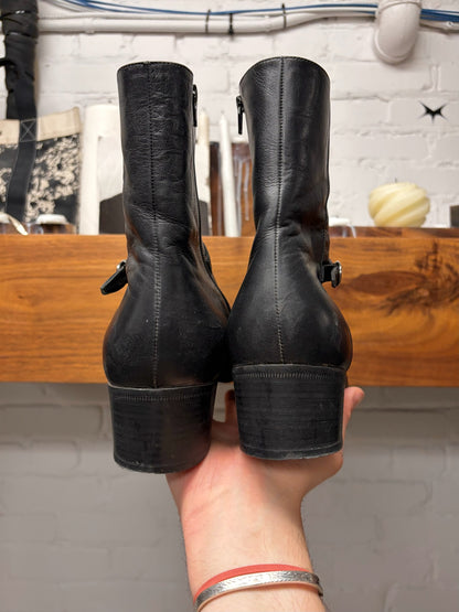 Saint Laurent ‘Vlad’ Matte Black Leather Pointed Toe Boots