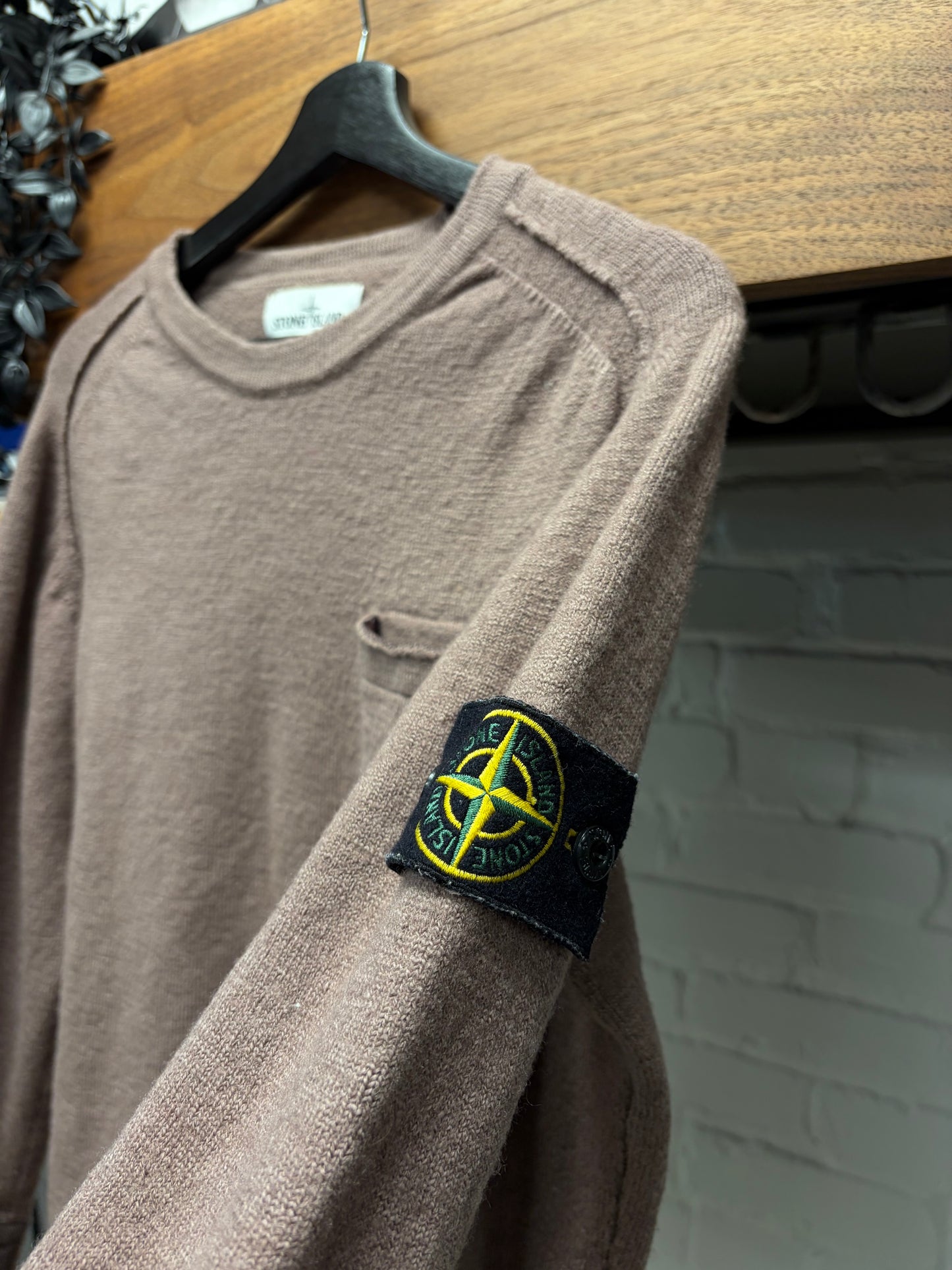 Stone Island Clay ‘Badge Logo’ Knit Sweater