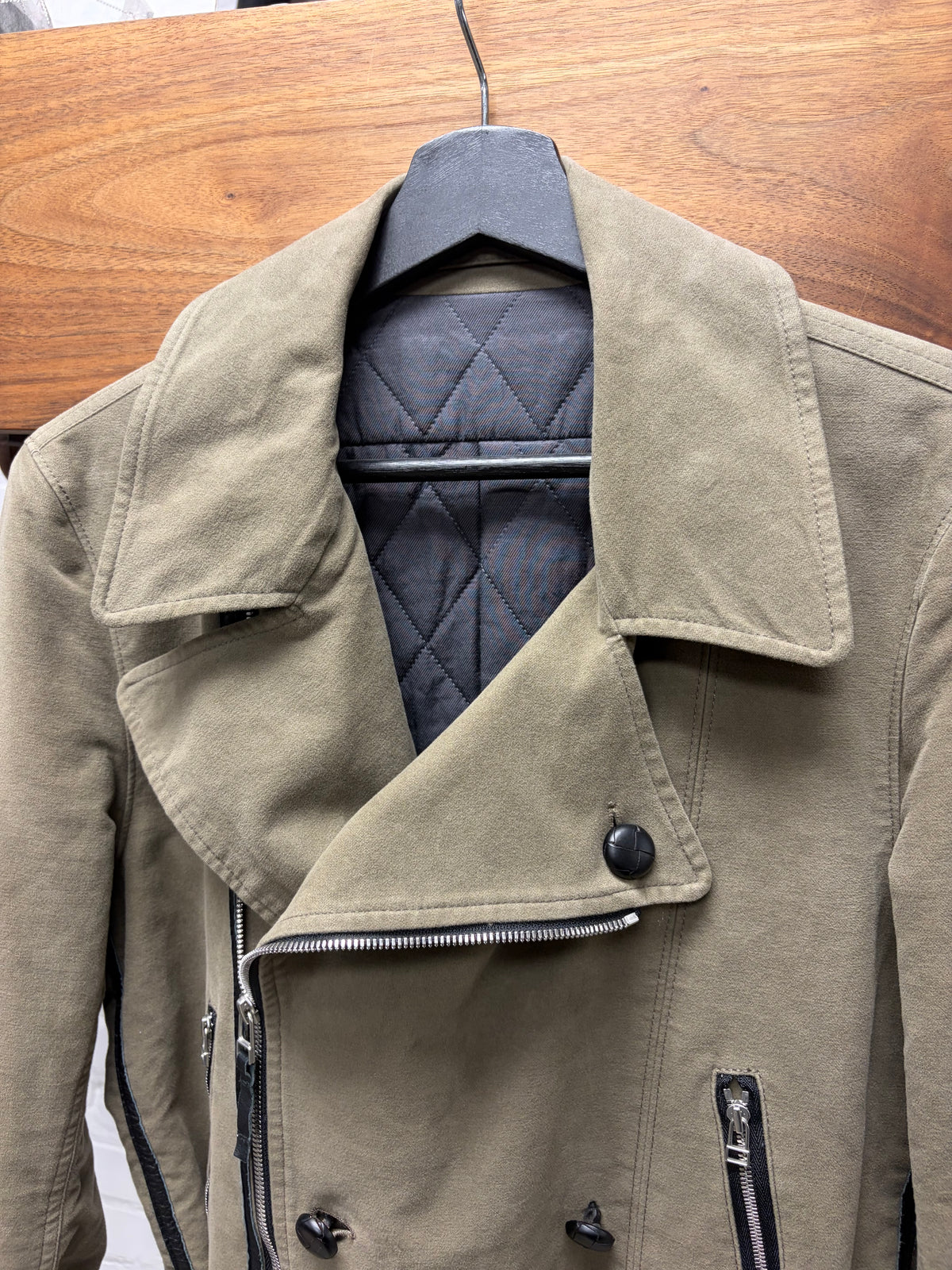 Helmut Lang Suede Quilted Liner Perfecto-Zip Biker Jacket