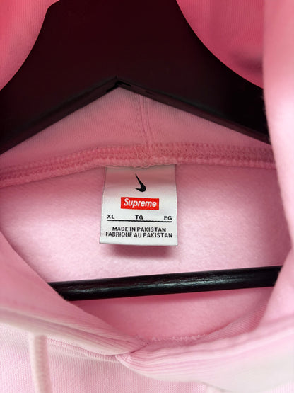 SS2024 Supreme x Nike Pink Embroidered Sleeve Logo Pullover Hoodie