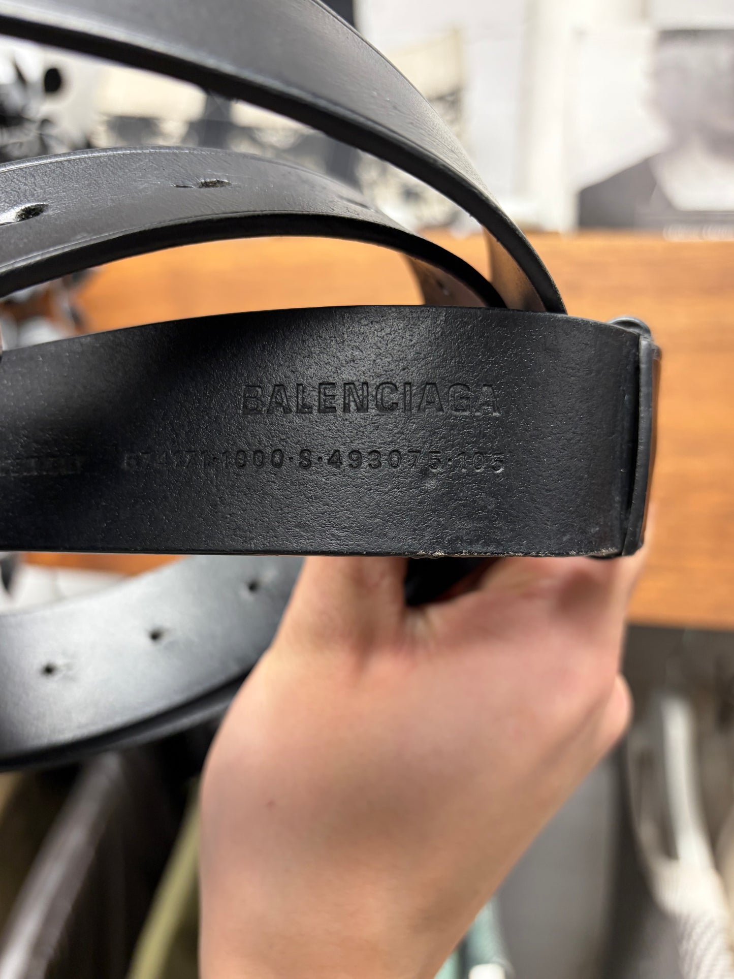 Balenciaga ‘BB Hourglass Logo’ Black Leather Belt