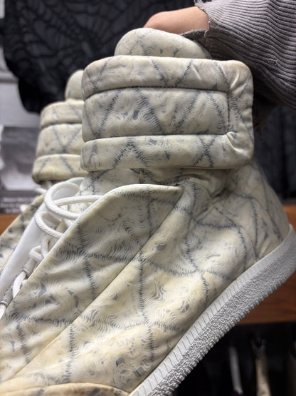 Maison Margiela Marbled White Leather ‘Future’ High Top Sneakers