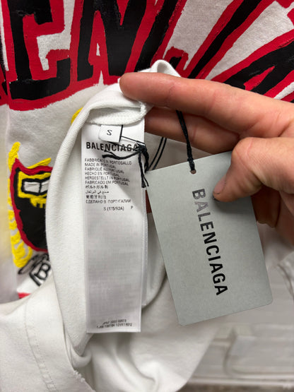 SS2022 Balenciaga ‘Crest Logo’  White Oversized T-Shirt
