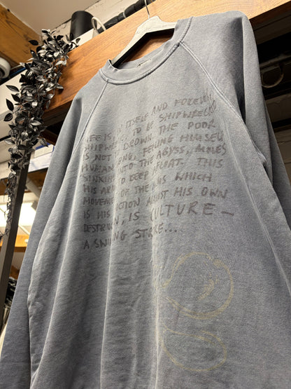 AW2004 Raf Simons ‘Waves’ Shipwrecked Faded Blue Sweatshirt