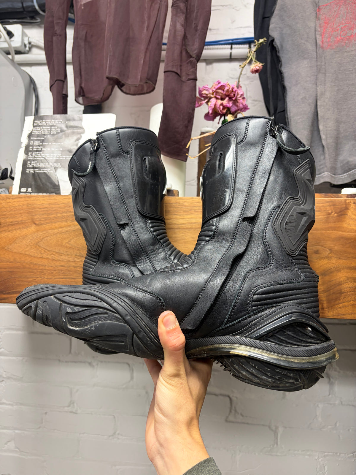 Balenciaga ‘Tyrex’ Black/White Leather Motocross High Cut Boots