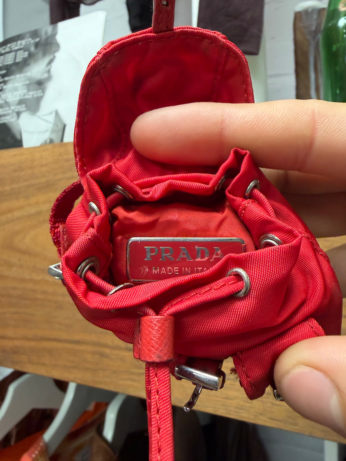 Prada Red ‘Re-Nylon’ Miniature Backpack Keychain