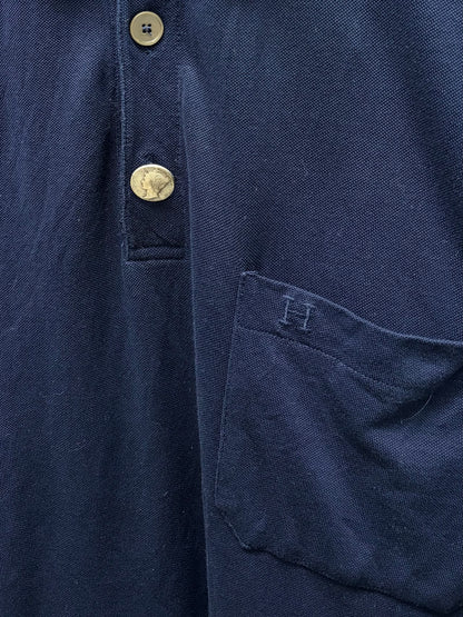 Hermes Embroidered ‘H Logo’ Cotton Polo with Replaced Coin Button