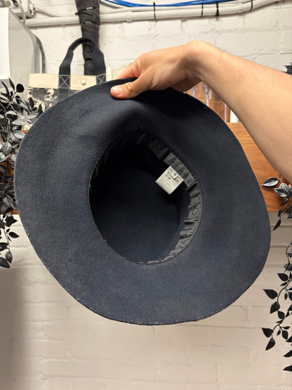 Yohji Yamamoto Pour Homme Black Wool ‘Slouch Brim’ Top Hat