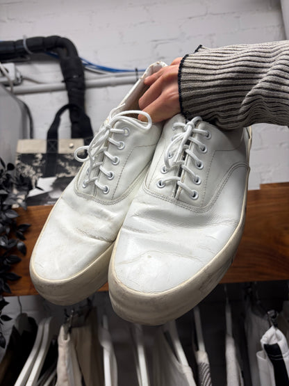Undercover ‘Chaos’ Platform Sole White Patent Leather Low Top Sneakers