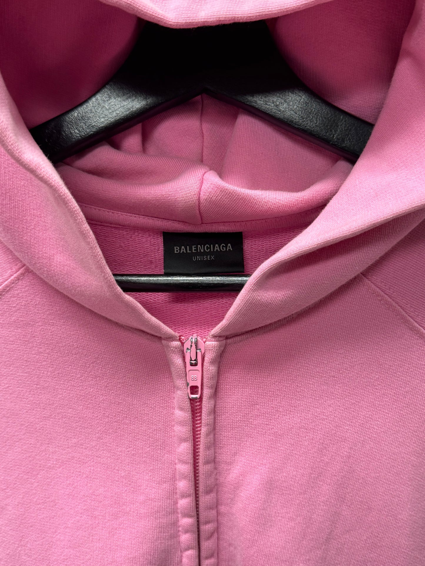 2022 Balenciaga Pink ‘Polo’ Zip Up Oversized Hoodie