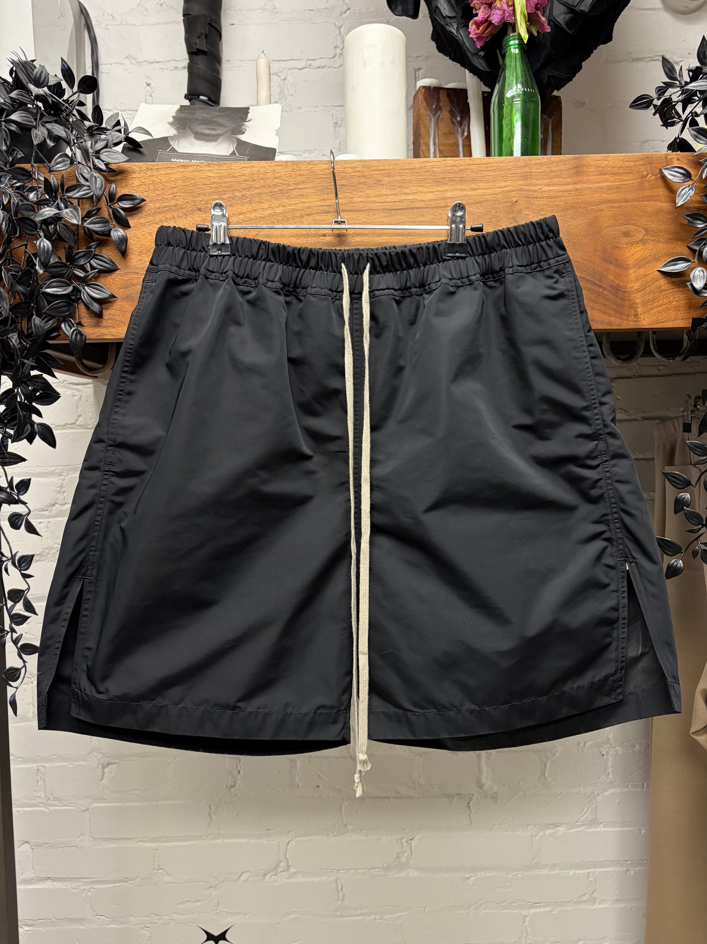 SS2025 Rick Owens ‘Hollywood’ Black ‘Boxer’ Nylon Drawstring Shorts