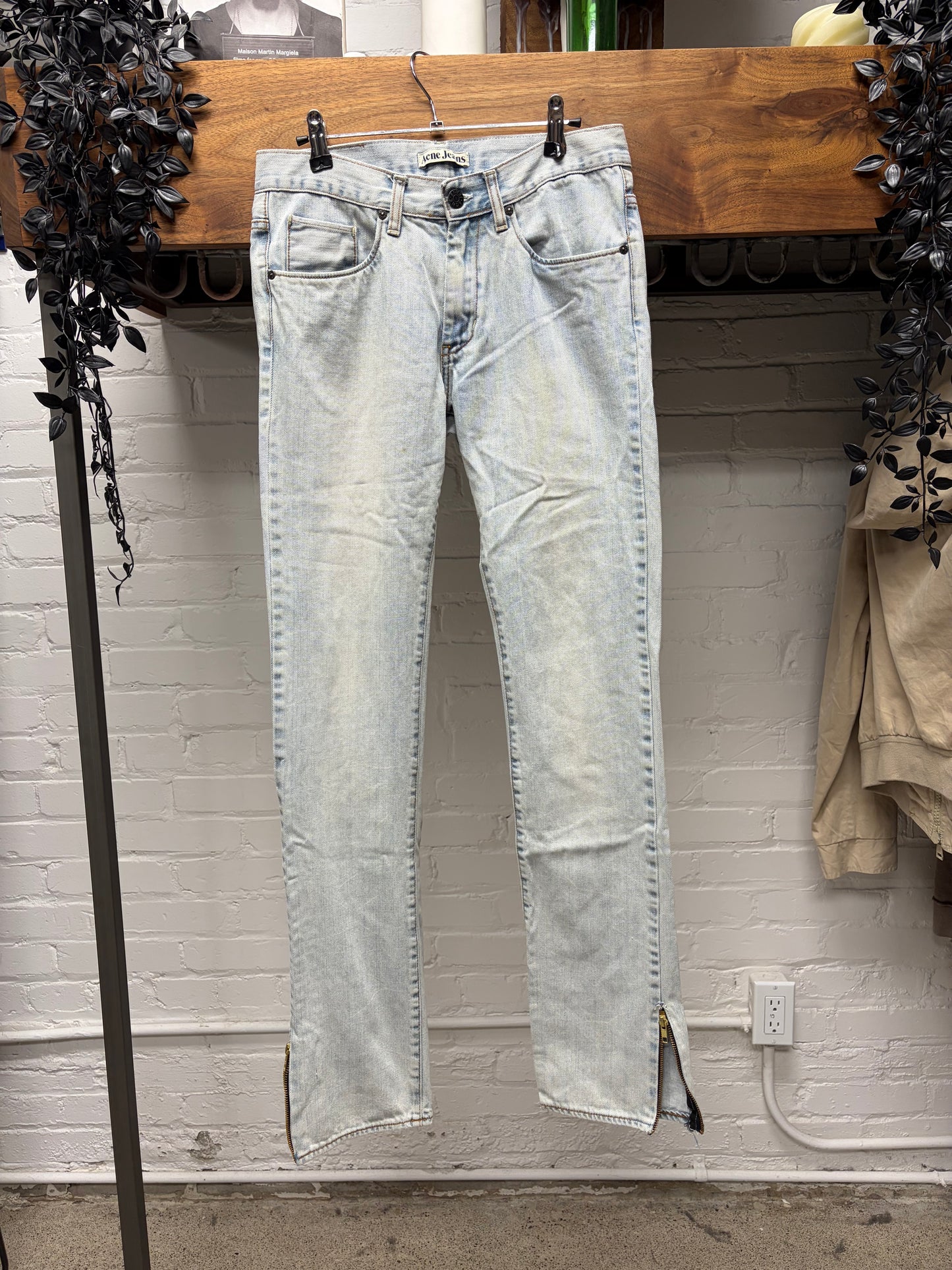 Acne Studios ‘Zipper Bottom Hem’ Light Wash Blue Skinny Jeans
