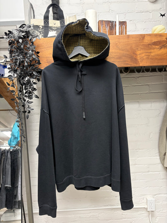 2018 Raf Simons Oversized Hoodie with Houndstooth Interior