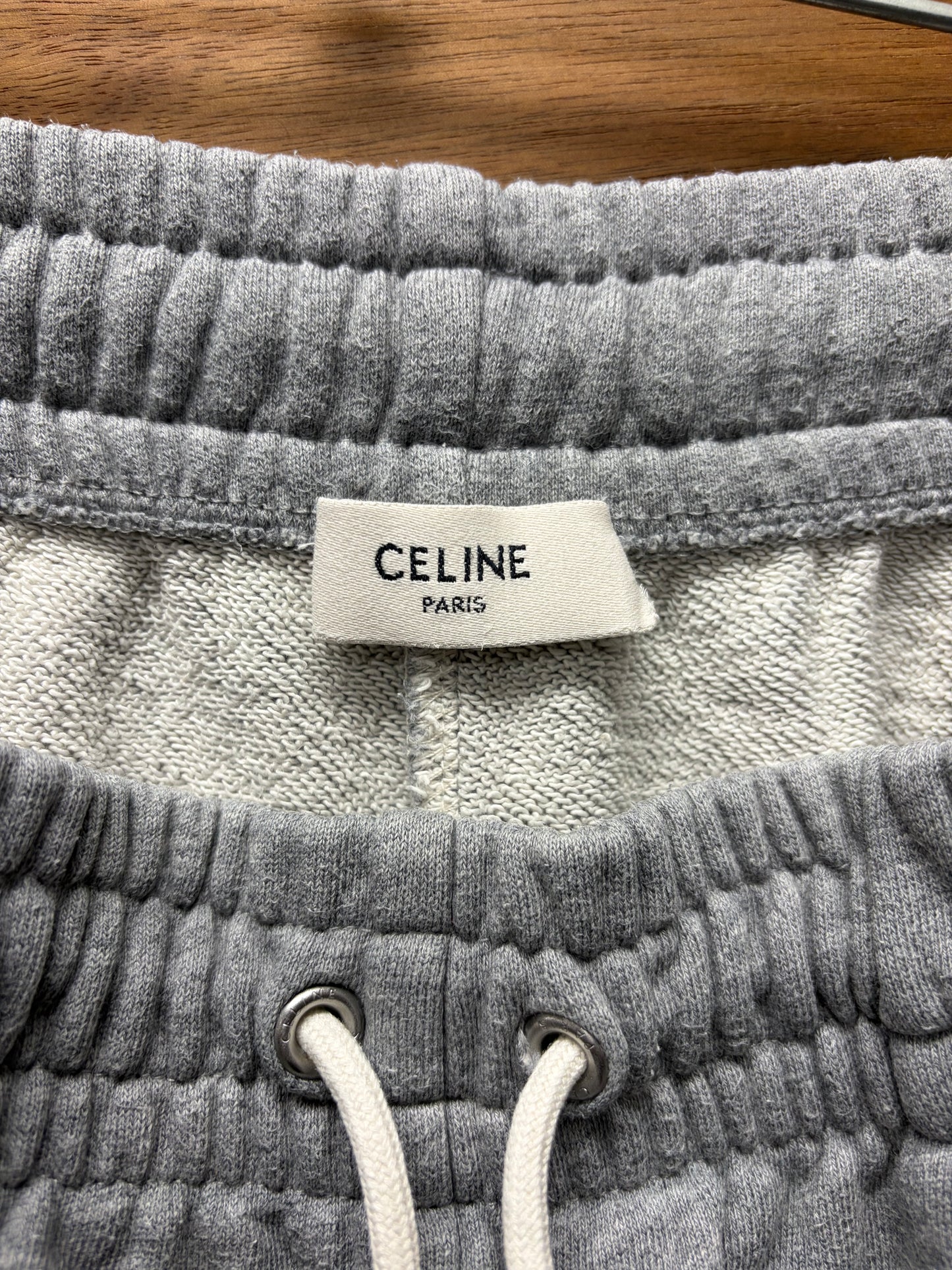 Celine Grey Cotton Jersey Embroidered Logo Sweatpants