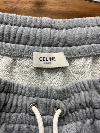 Celine Grey Cotton Jersey Embroidered Logo Sweatpants