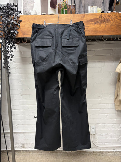 2022 Balenciaga Wide Leg Black Utility Pocket Cargo Pants