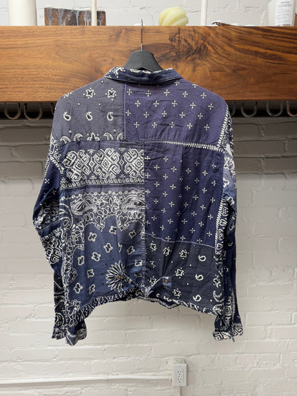 Kapital Blue Paisley Bandanna Patch Buckle-Back Trucker Jacket