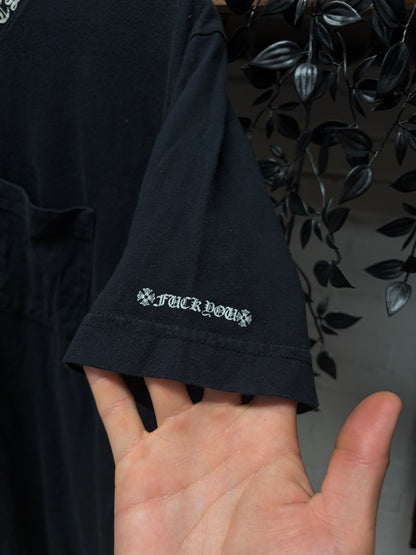 Chrome Hearts ‘Scroll Neck’ Black ‘Fuck You’ Short Sleeve Shirt