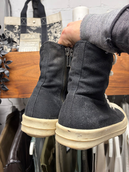 Rick Owens DRKSHDW Black Canvas ‘Ramones’ High Top Sneakers