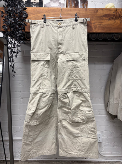 2023 Balenciaga Grey Ripstop ‘Convertible’ Flared Leg Cargo Pants