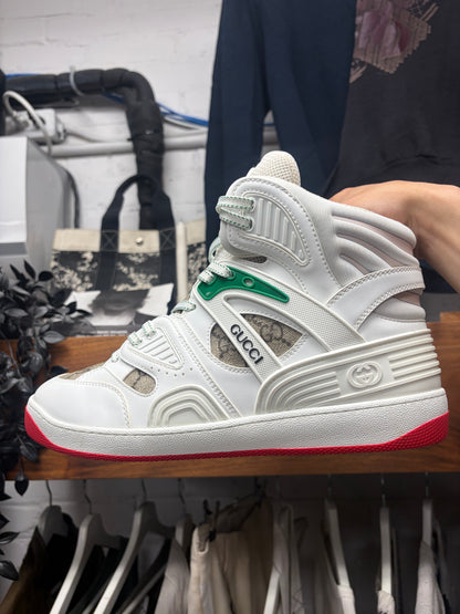 Gucci ‘Basket High’ White/Demetra Red Sneakers