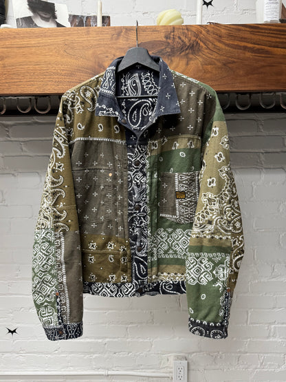Kapital Two Way Reversible Blue/Green ‘Paisley’ Trucker Jacket