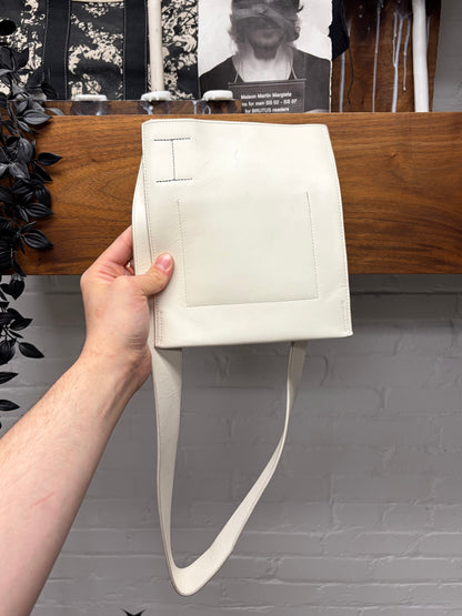 Jill Sander Square Shape White Leather Crossbody Bag
