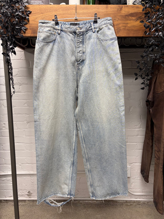 2023 Balenciaga Baggy Washed Blue ‘Heelbite’ Wide Leg Denim