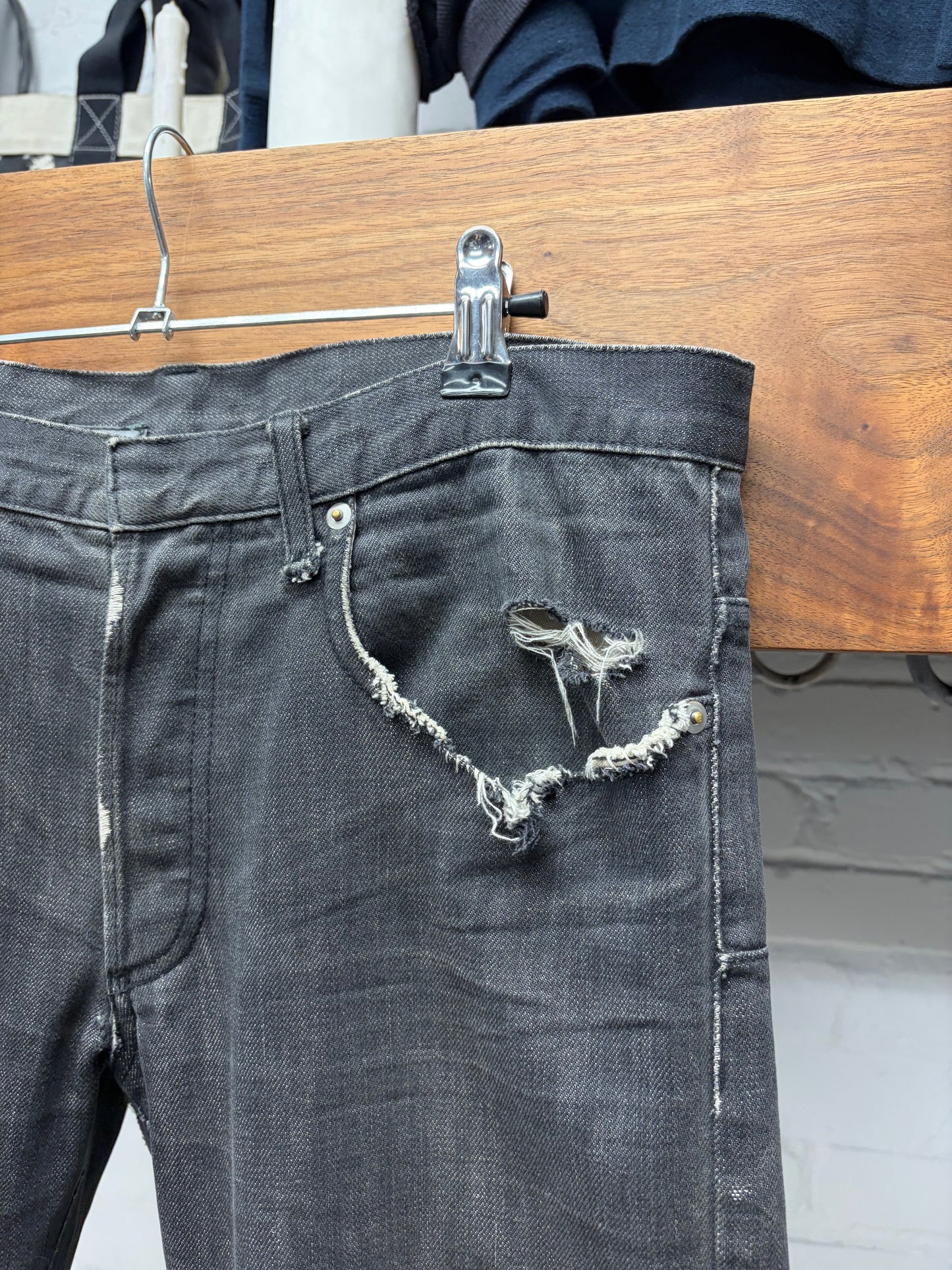 AW2004 Dior Homme by Hedi Slimane Distressed Black Skinny Jeans