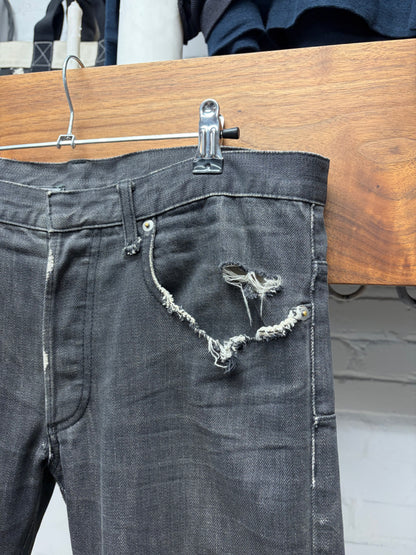 AW2004 Dior Homme by Hedi Slimane Distressed Black Skinny Jeans