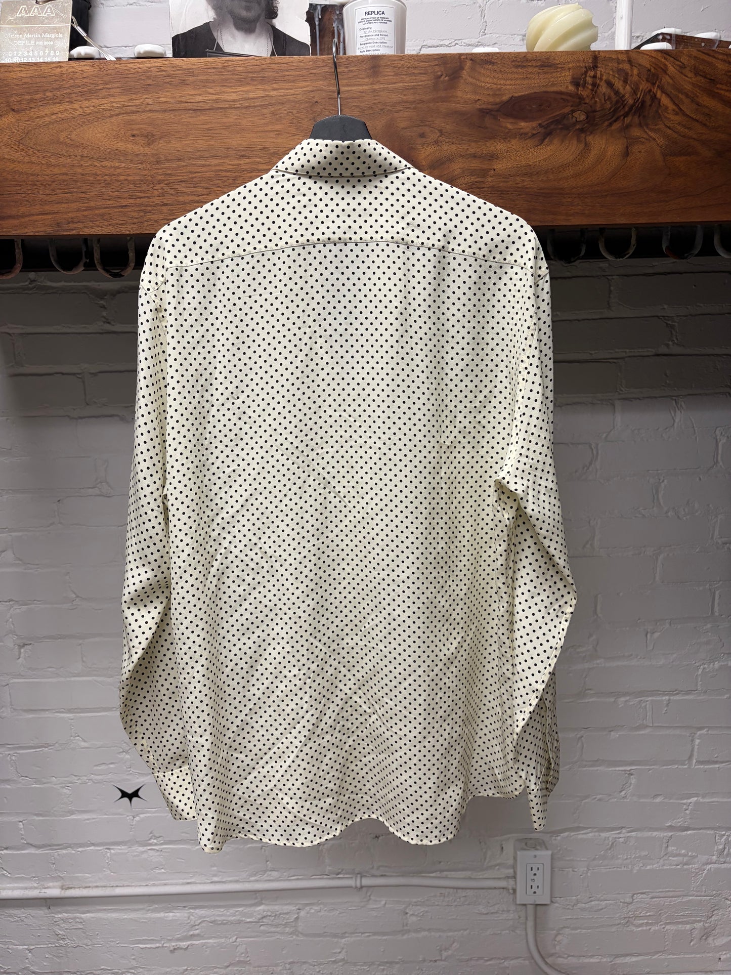 2023 Saint Laurent Silk Polka Dot Button Up Shirt