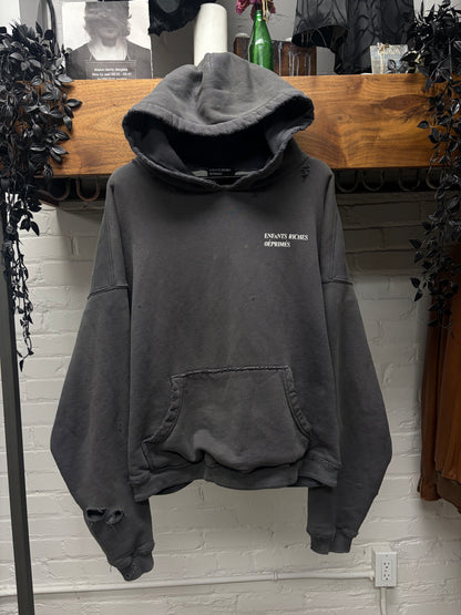 Enfants Riches Deprimes Washed Grey Thermal Lined Logo Hoodie