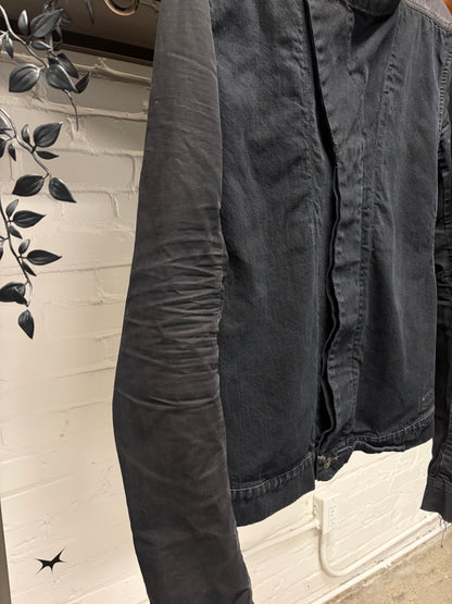 Rick Owens O&M Era Black Denim ‘Slave’ High Neck Jacket