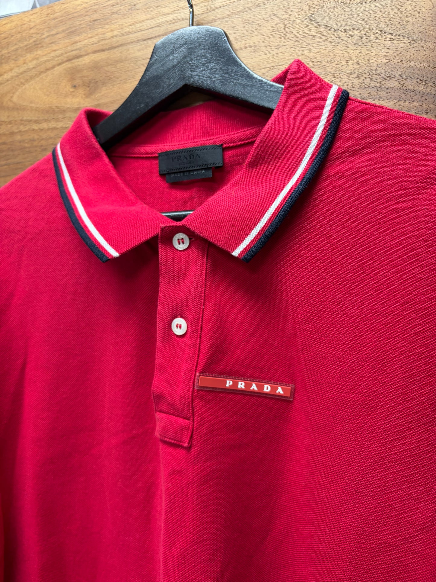 Prada Sport Logo Red Polo