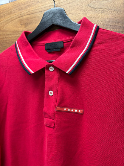 Prada Sport Logo Red Polo
