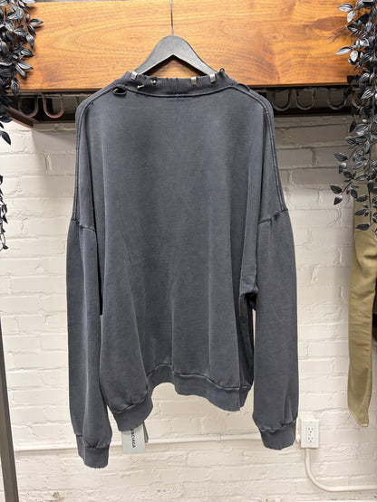 AW2024 Balenciaga ‘Piercing’ Faded Black Mock Neck Long Sleeve Shirt