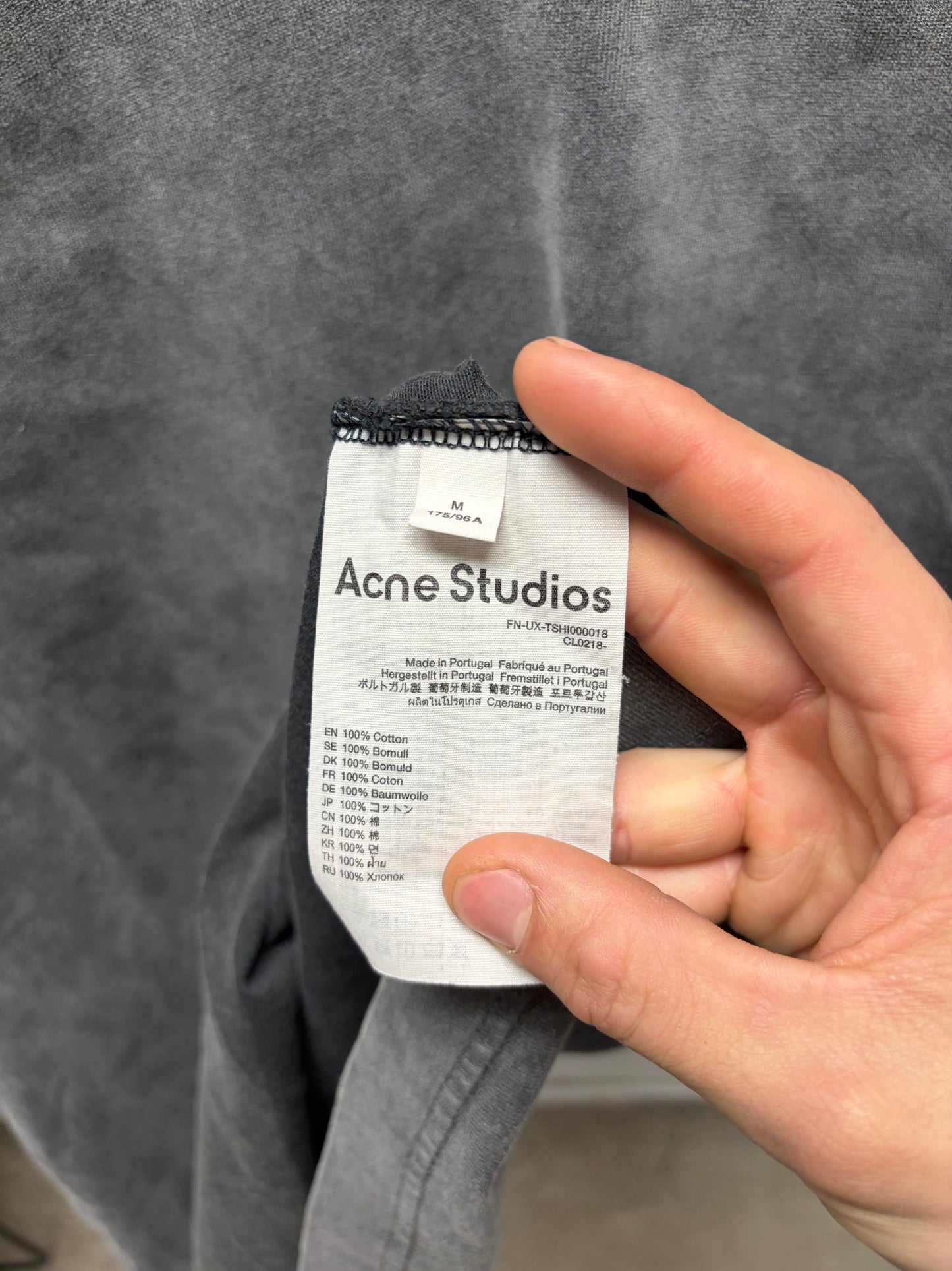 Acne Studios ‘Patch Logo’ Organic Cotton Grey Oversized T-Shirt