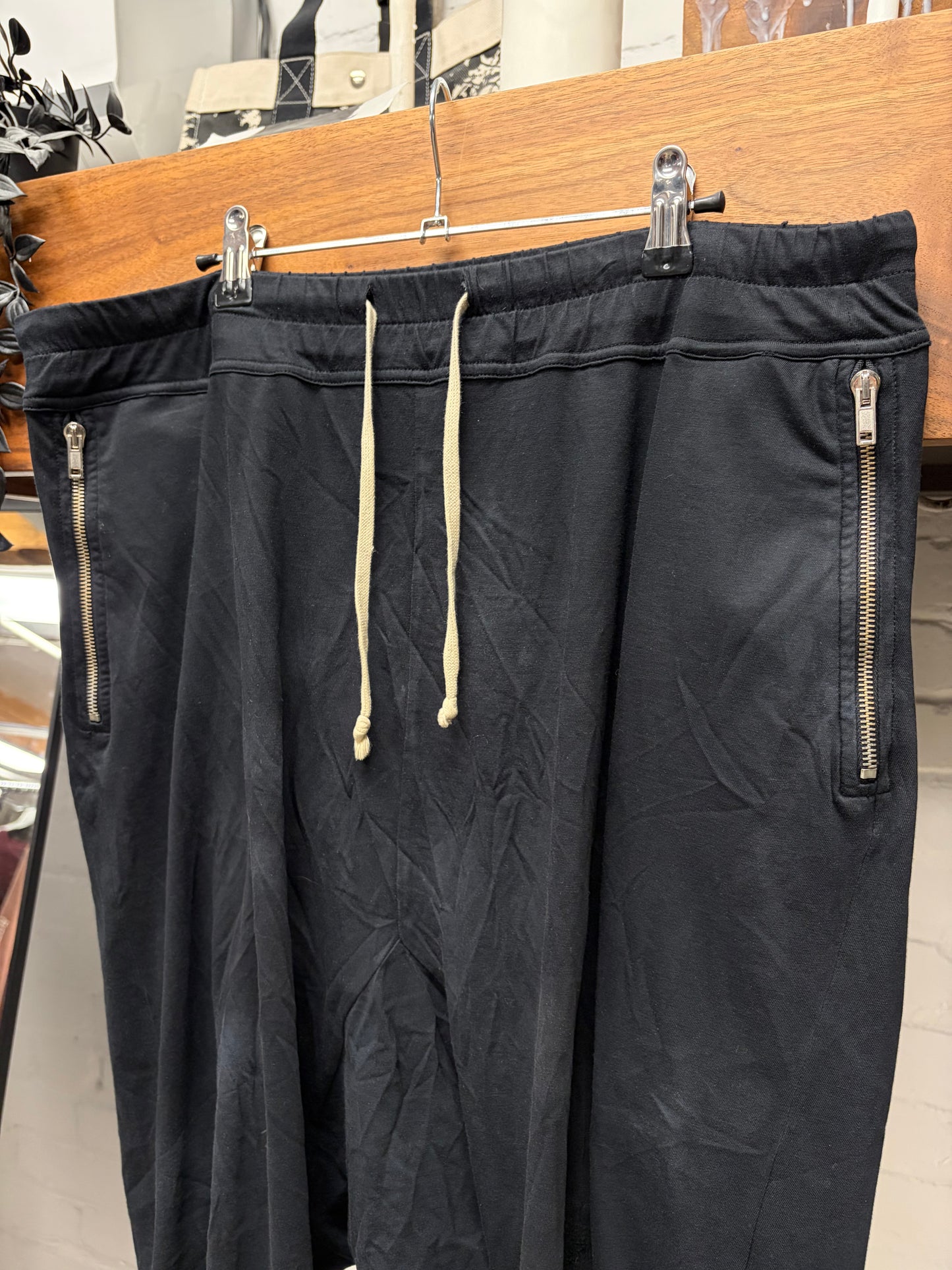 Rick Owens ‘Prisoner’ Drop Crotch Pod Black Drawstring Lounge Pants