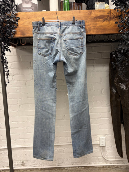 Dior Homme ‘Heavily Blowout Distressed’ Light Washed Blue Skinny Jeans