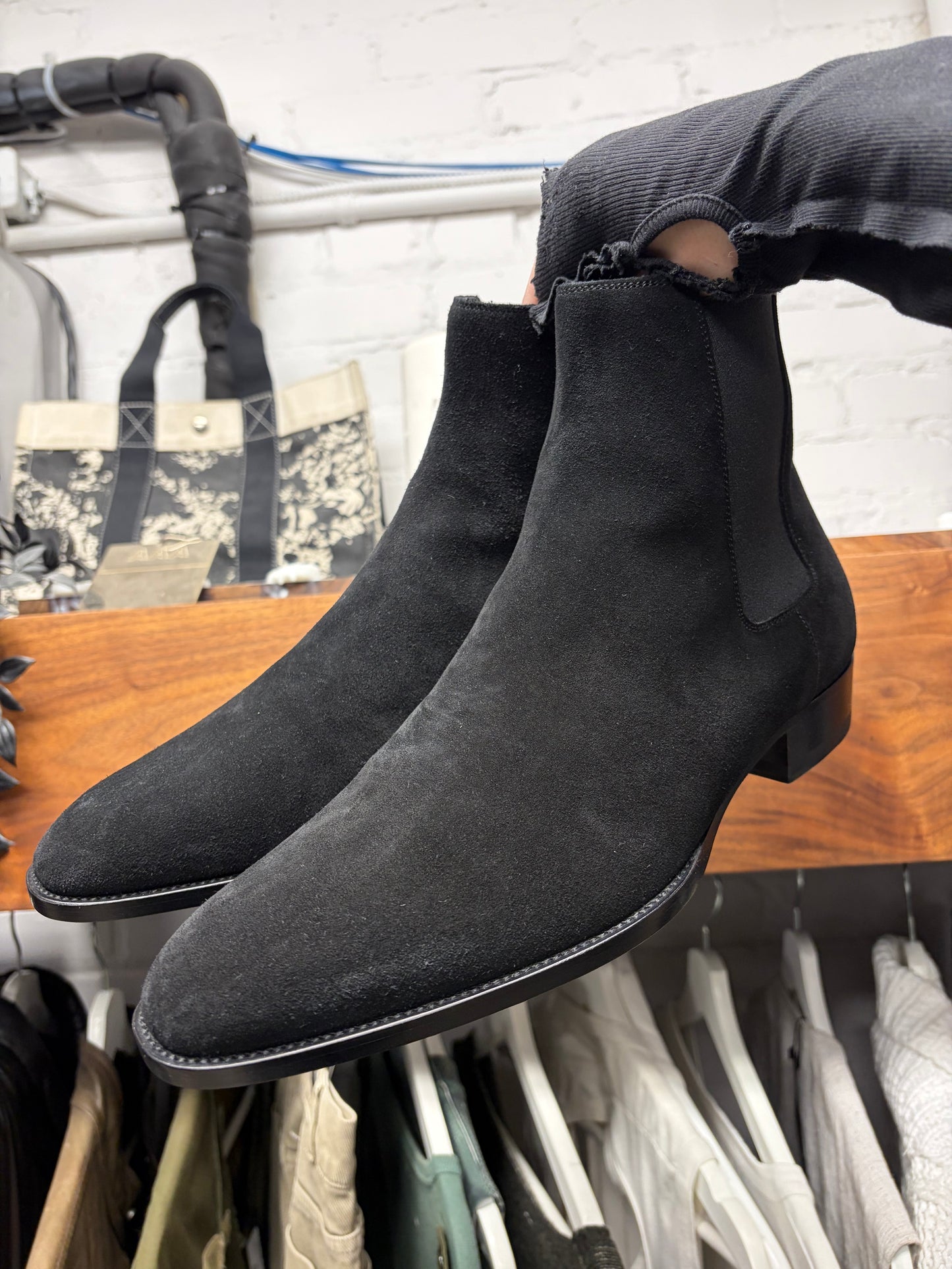 Saint Laurent ‘Wyatt’ Black Suede Chelsea Boot