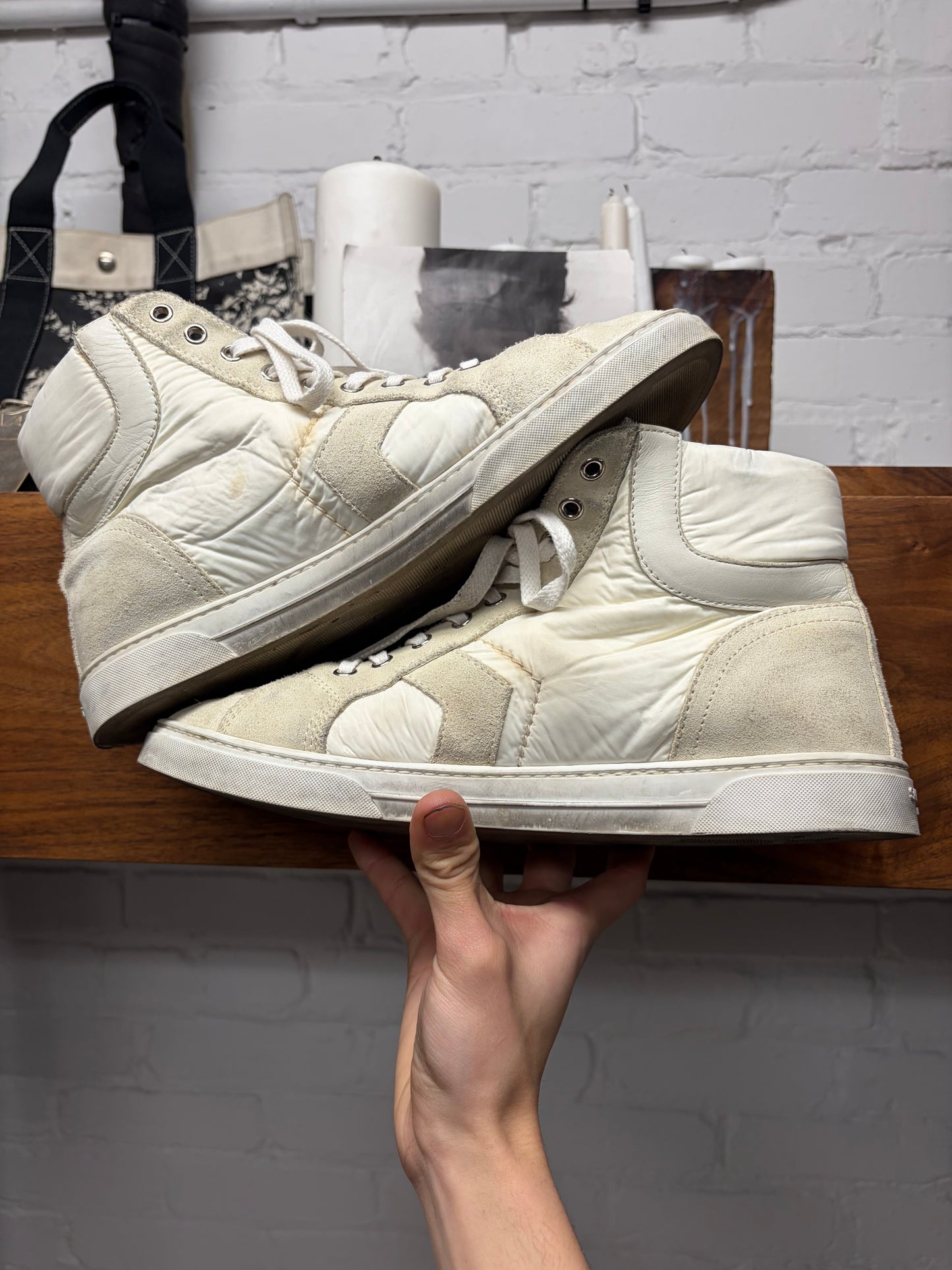 Saint Laurent ‘Smoking Forever’ White Court High Top Sneakers
